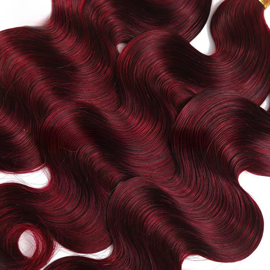 Raw Red Brown Deep Wave Hair Bundles