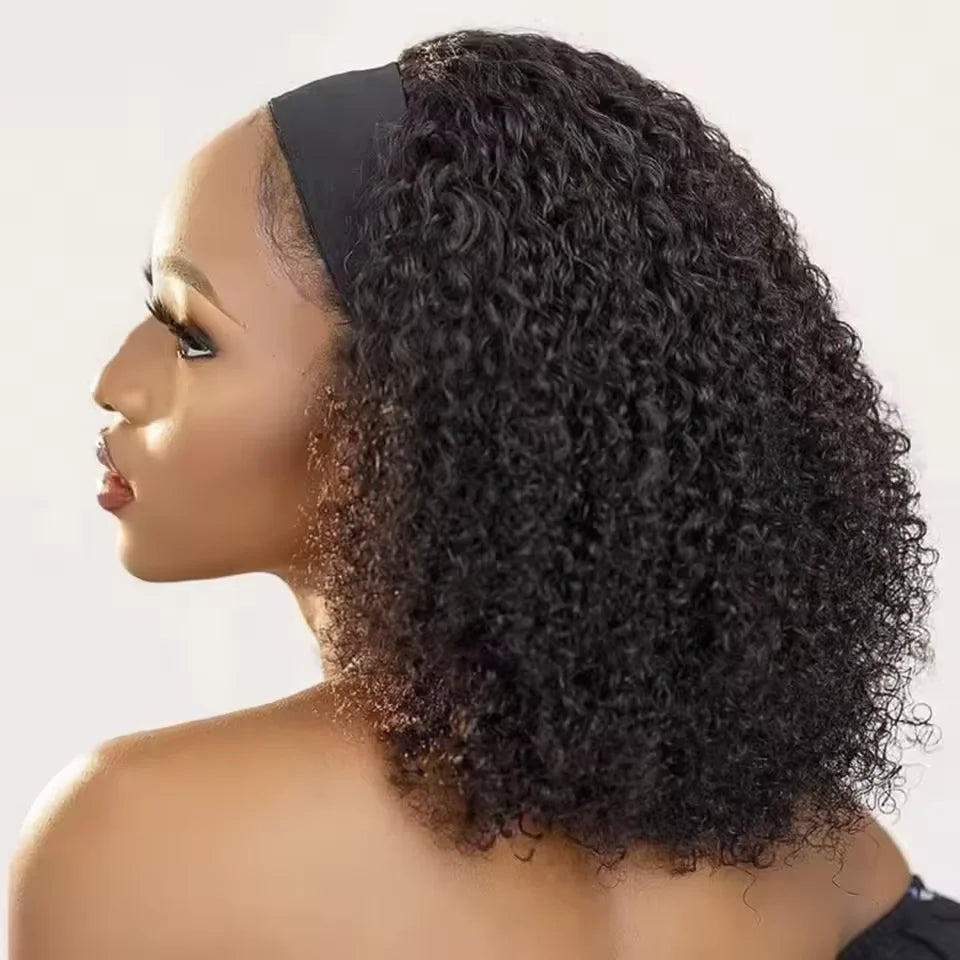 Kinky Curly Human Hair Headband Wig