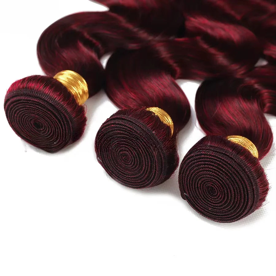 Raw Red Brown Deep Wave Hair Bundles