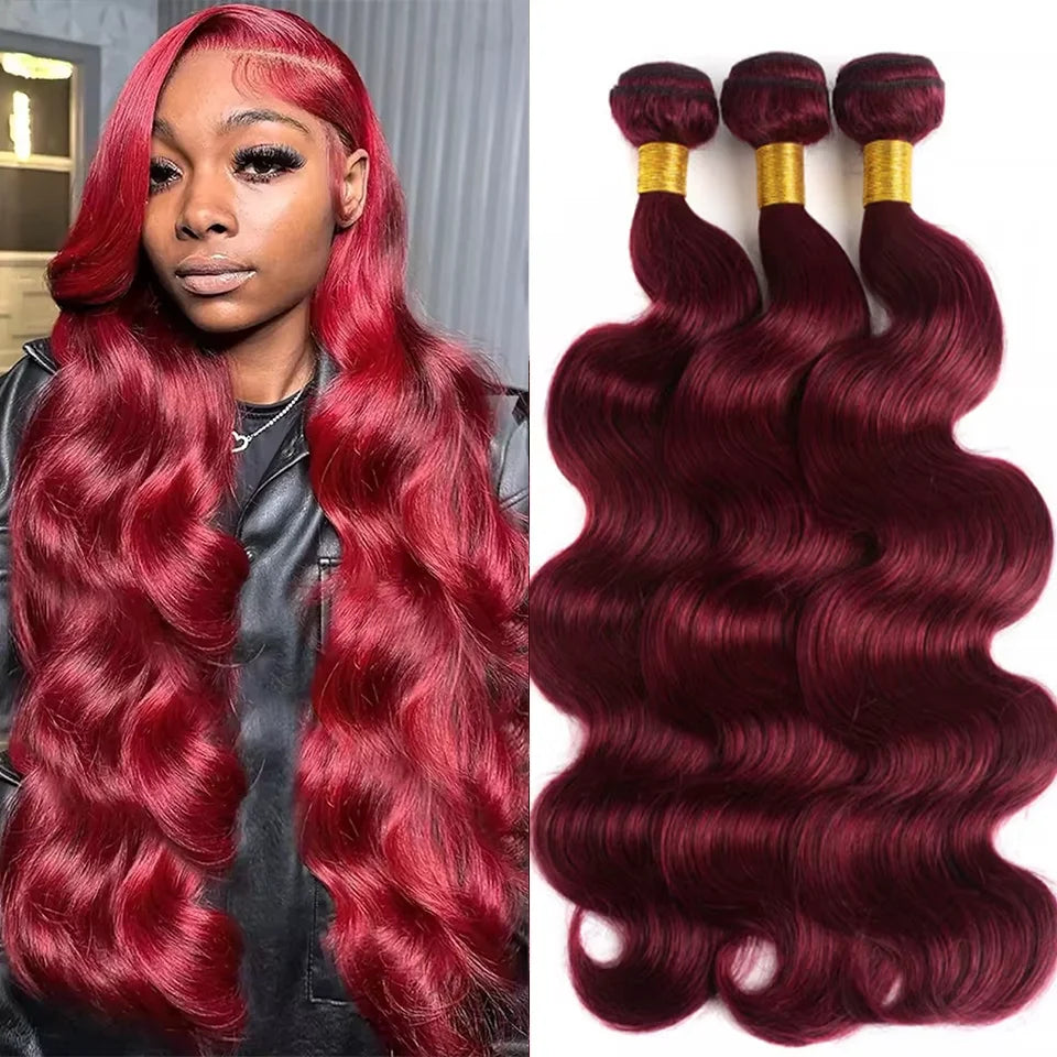 Raw Red Brown Deep Wave Hair Bundles