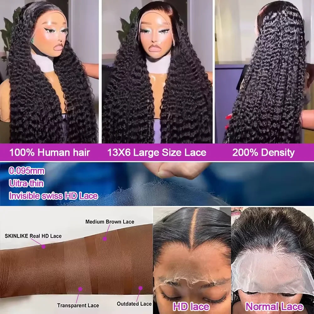 13x6 Water Wave Curly Human Hair Wig