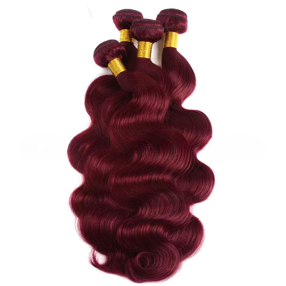 Raw Red Brown Deep Wave Hair Bundles