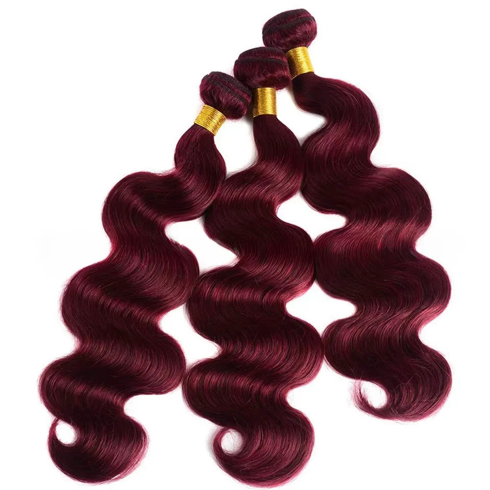 Raw Red Brown Deep Wave Hair Bundles