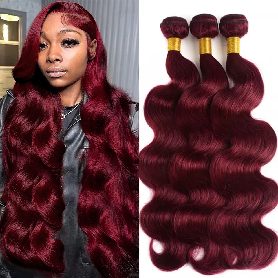 Raw Red Brown Deep Wave Hair Bundles