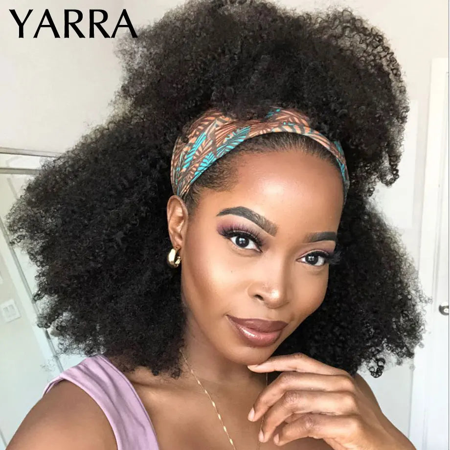 Afro Kinky Curly Human Hair With Headband