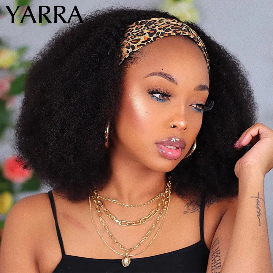 Afro Kinky Curly Human Hair With Headband