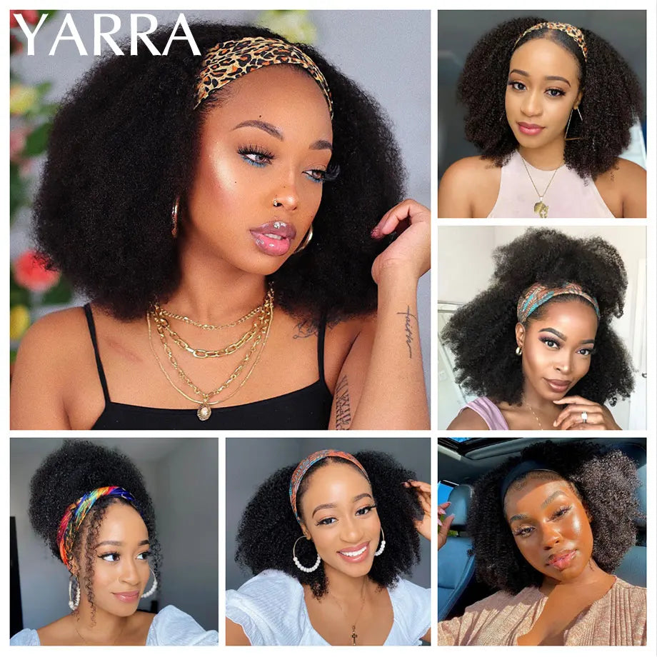 Afro Kinky Curly Human Hair With Headband