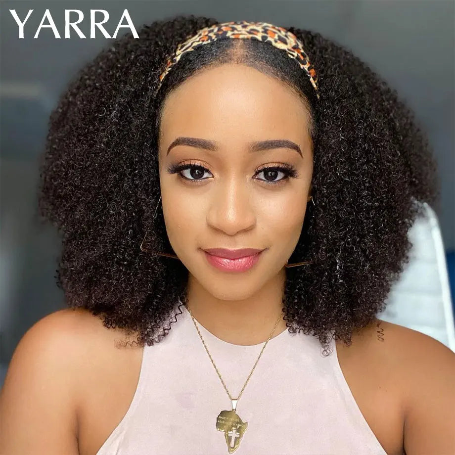 Afro Kinky Curly Human Hair With Headband