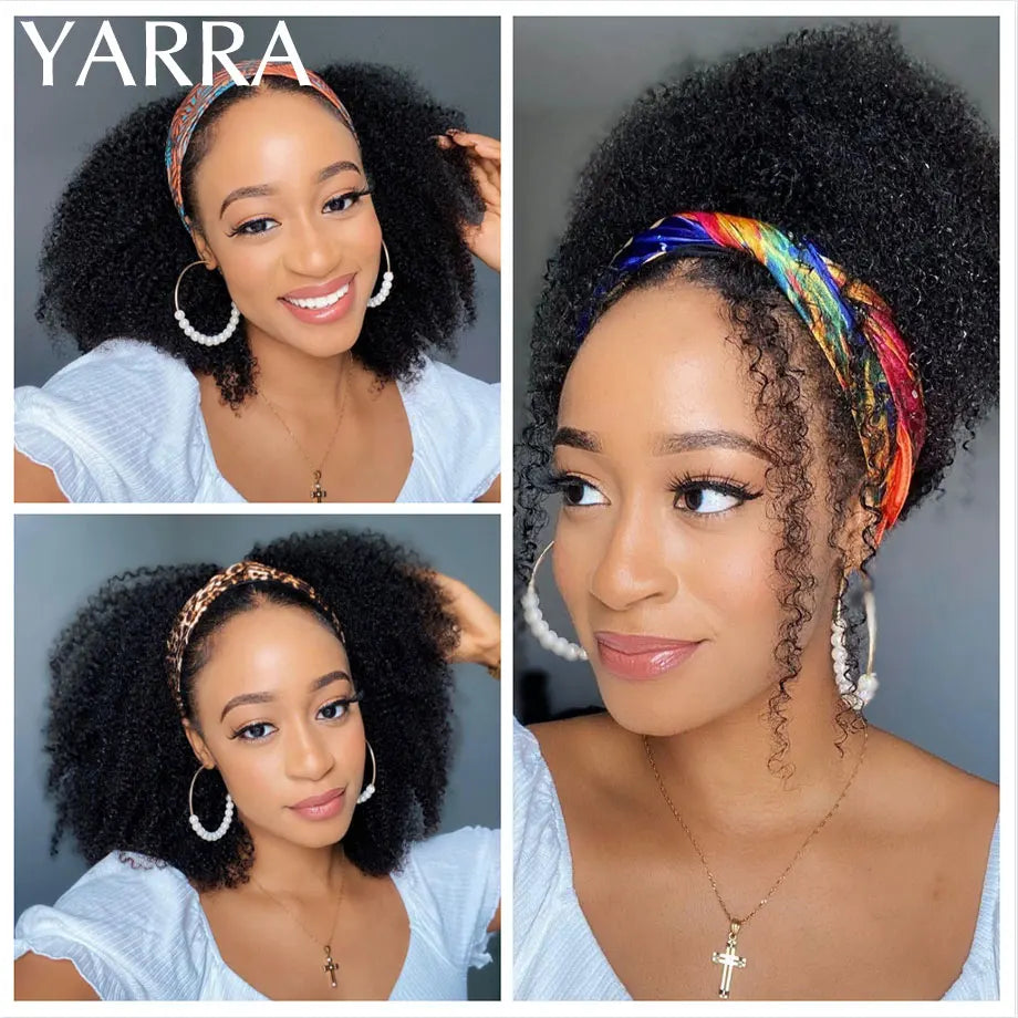 Afro Kinky Curly Human Hair With Headband