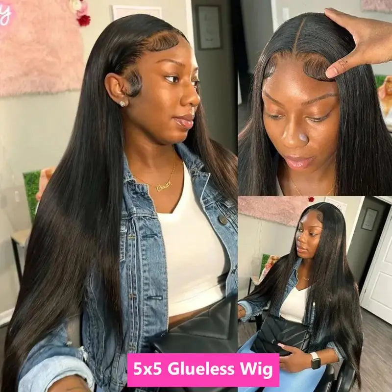 Bone Straight Glueless Human Hair Wig