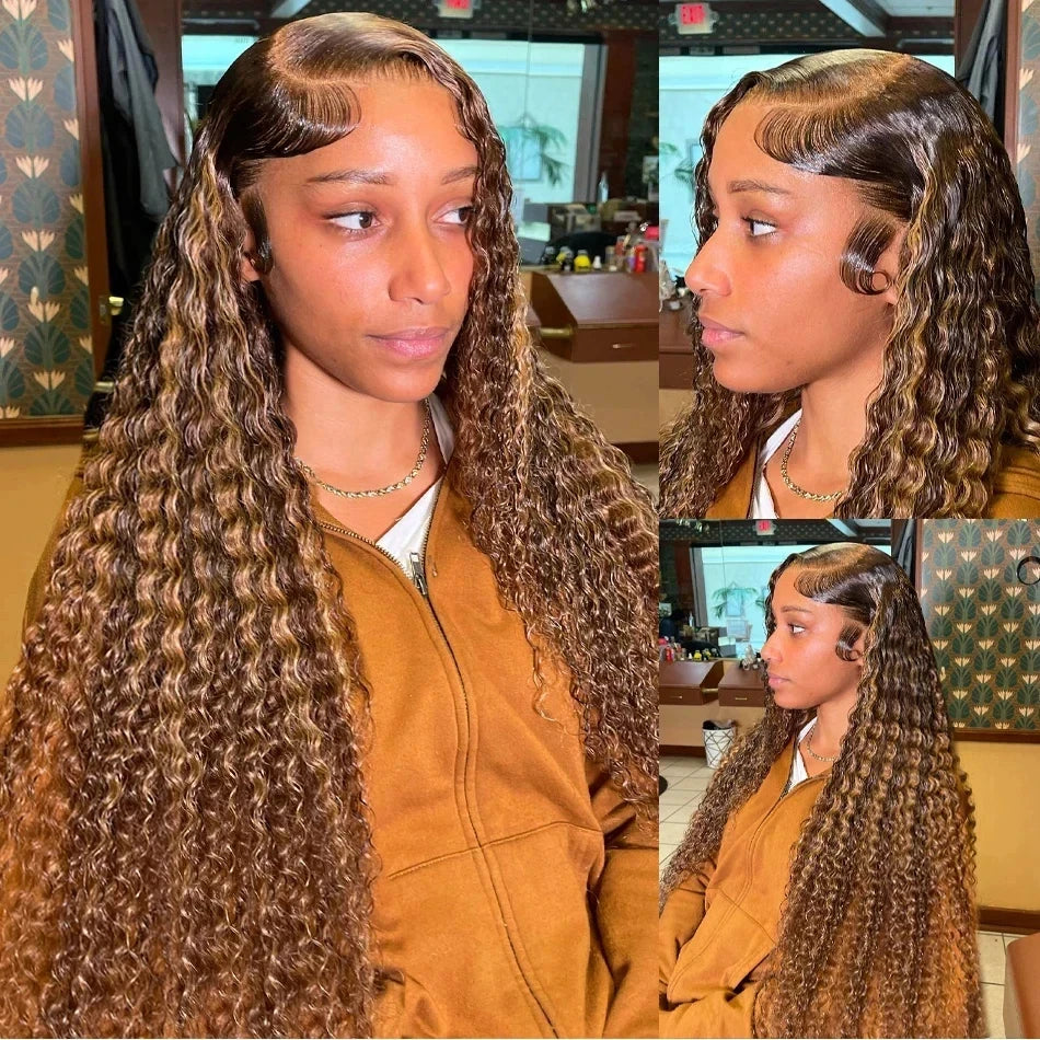 Honey Blonde 13x4 Lace Front Curly Human Hair