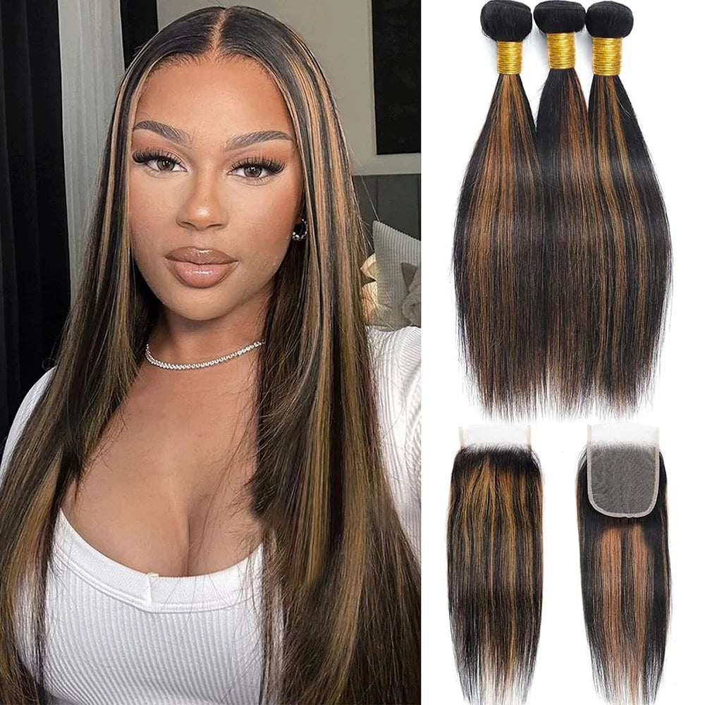 Raw Human Hair Bundles with Closure