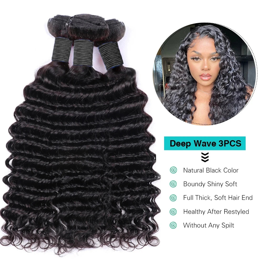 Raw Deep Wave Curly Human Hair Bundles