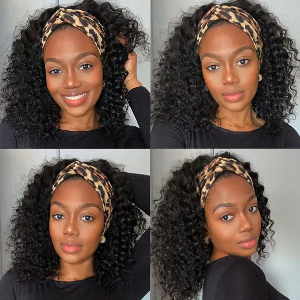Kinky Curly Human Hair Headband Wig