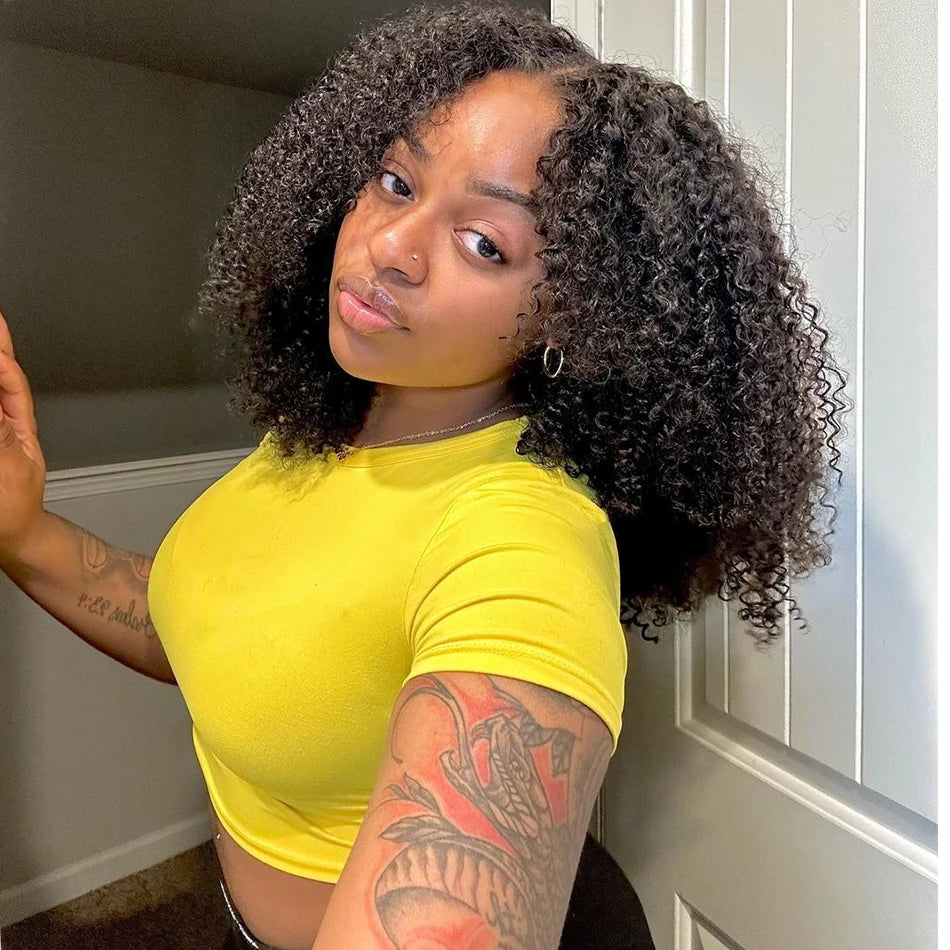 HD Transparent Glueless Lace Wigs Kinky Curly