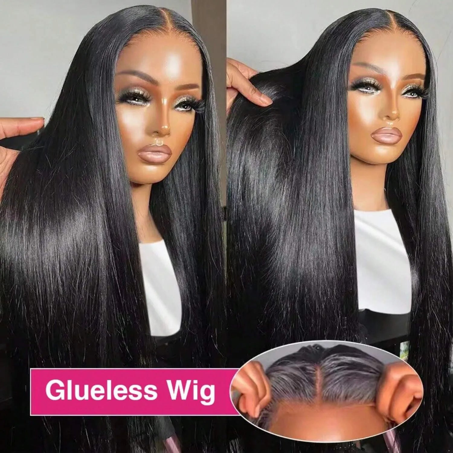Bone Straight Glueless Human Hair Wig