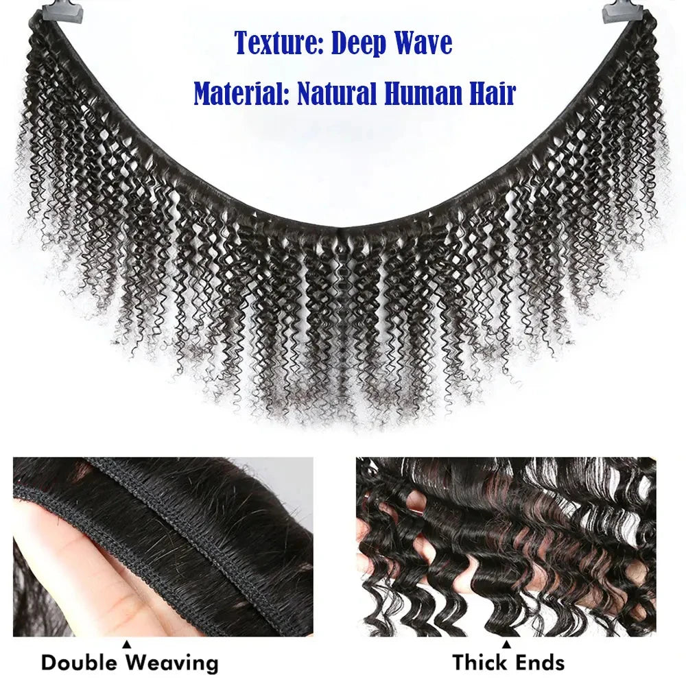 Raw Deep Wave Curly Human Hair Bundles