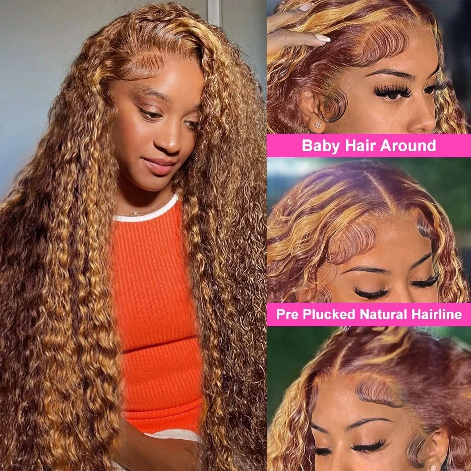 Honey Blonde 13x4 Lace Front Curly Human Hair