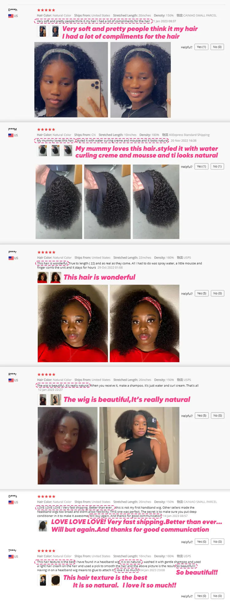 Afro Kinky Curly Human Hair With Headband