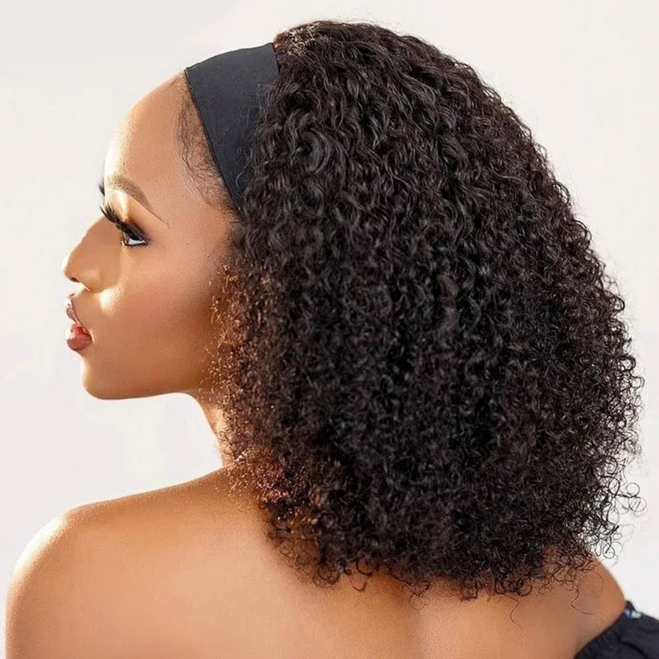 Kinky Curly Human Hair Headband Wig