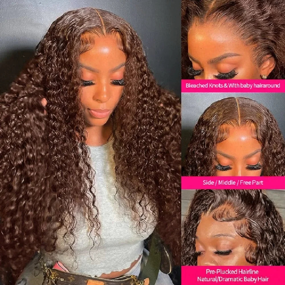 30 Inch Chocolate Brown Curly Lace Front Human Hair
