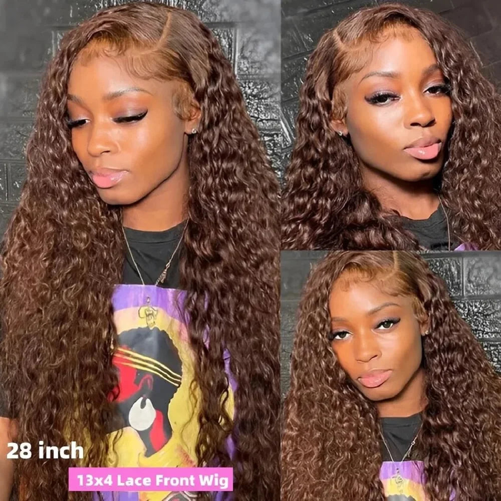 30 Inch Chocolate Brown Curly Lace Front Human Hair