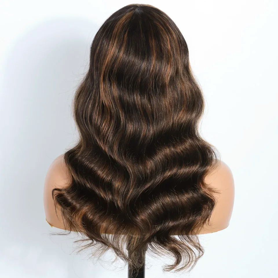 180D Highlight  Ombre Blonde Brazilian Body Wavy Human Hair Wigs For Women