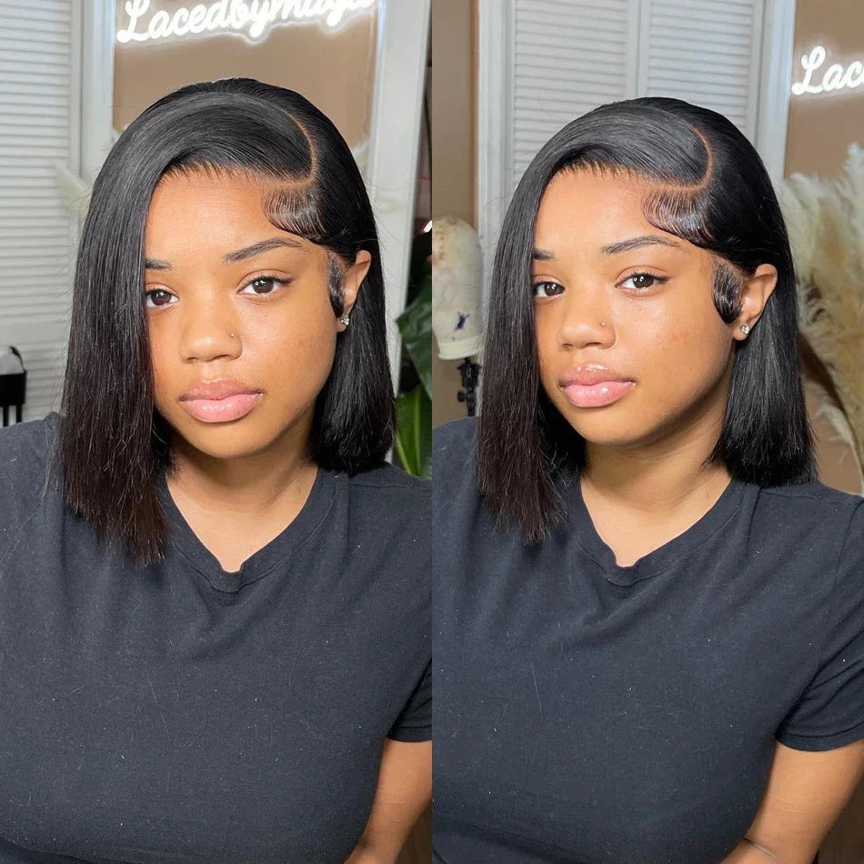 Bone Straight Short Bob Lace Front