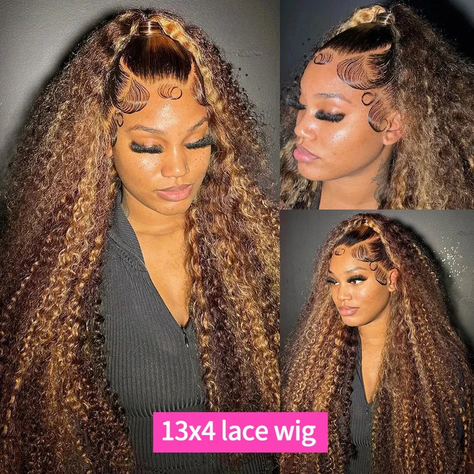 Honey Blonde 13x4 Lace Front Curly Human Hair