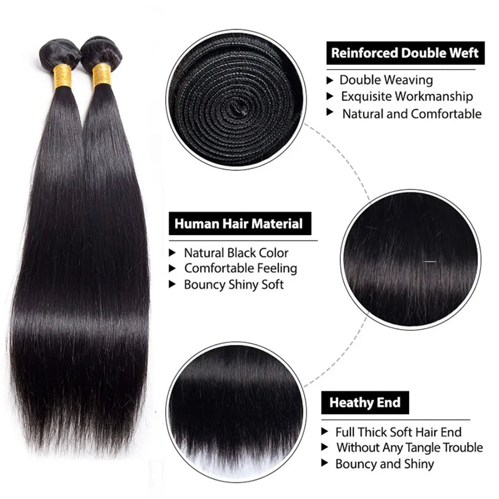 Straight Bundles Human Hair 22 24 26Inches Unprocessed Brazilian Virgin Bone Straight Human Hair Bundles Natural Color Raw Hair