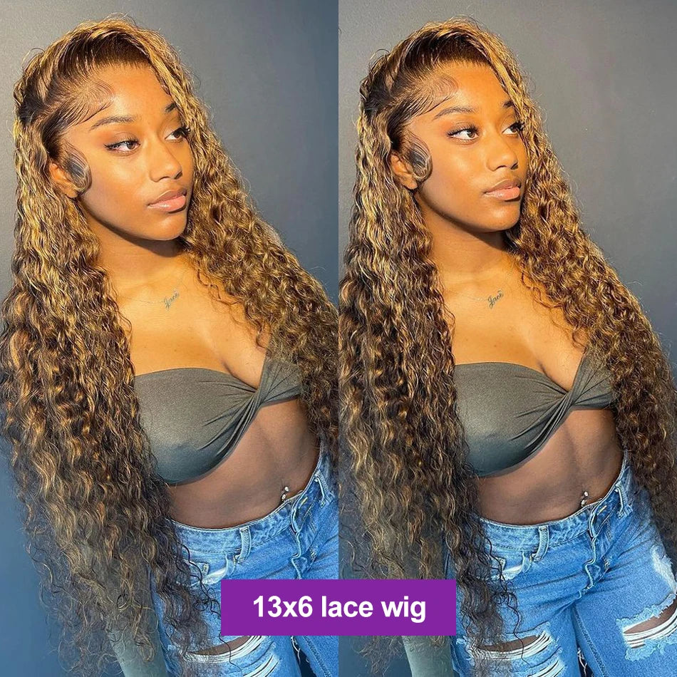 Honey Blonde 13x4 Lace Front Curly Human Hair