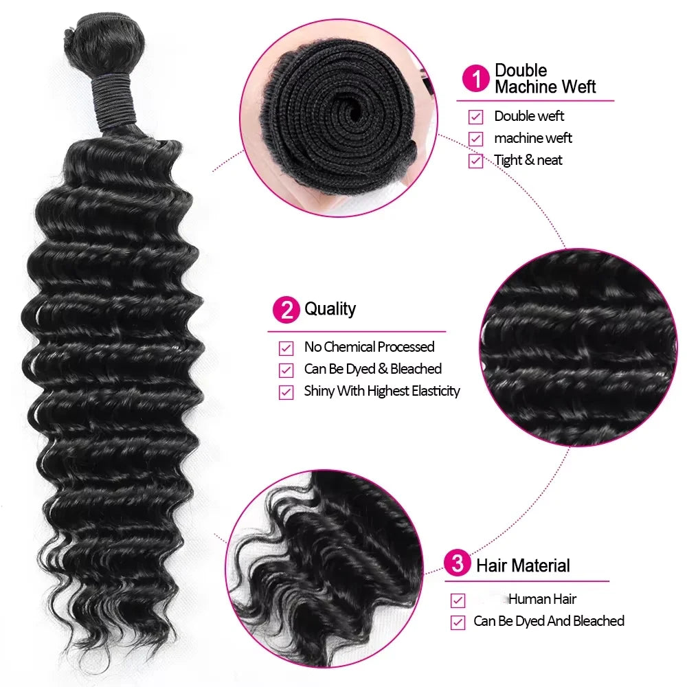 Raw Deep Wave Curly Human Hair Bundles