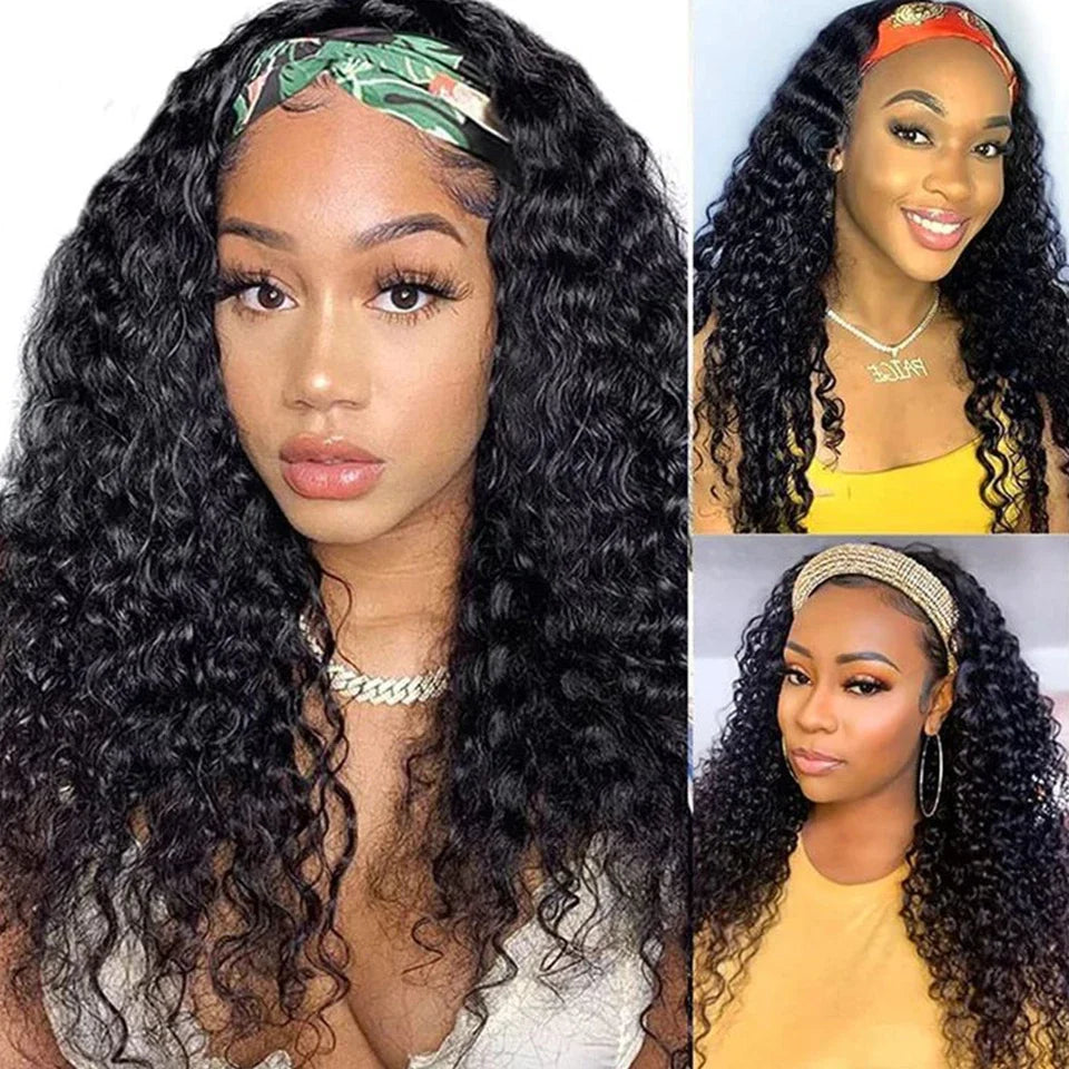 Kinky Curly Human Hair Headband Wig