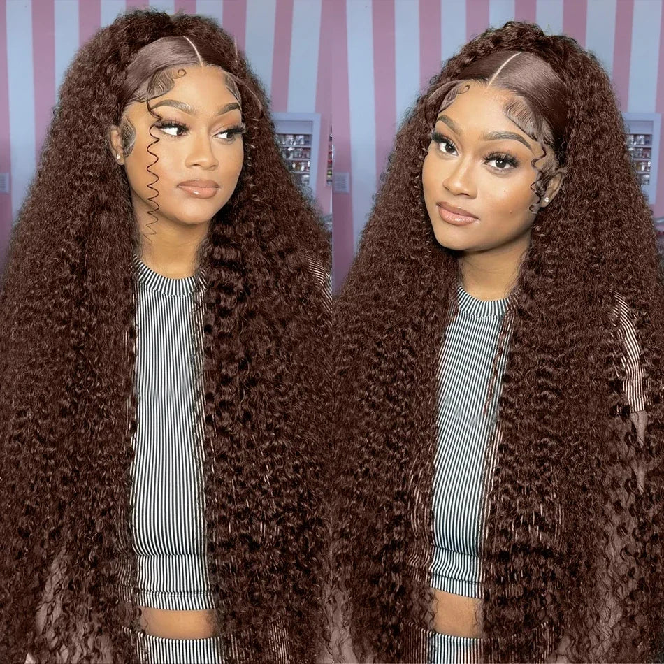 30 Inch Chocolate Brown Curly Lace Front Human Hair