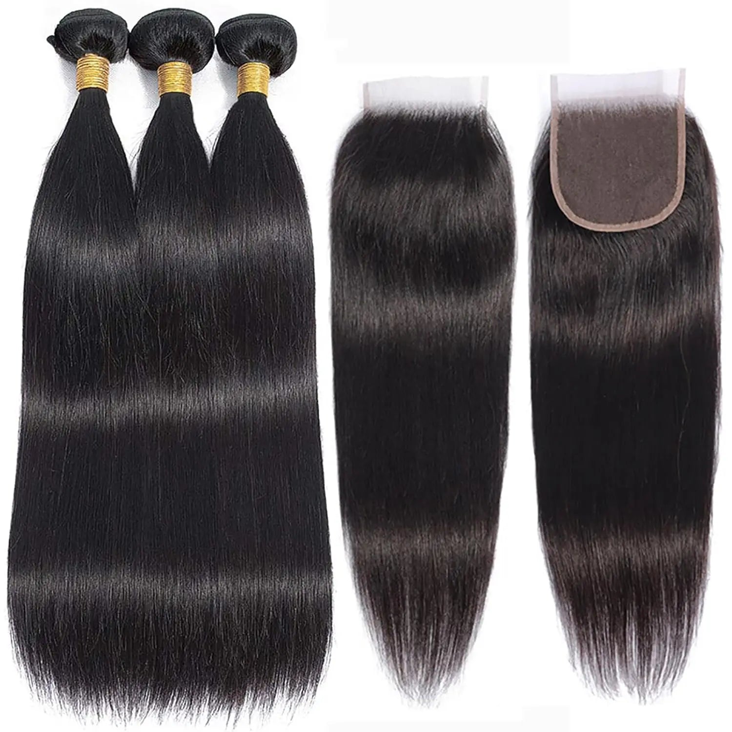 Raw Human Hair Bundles with Closure
