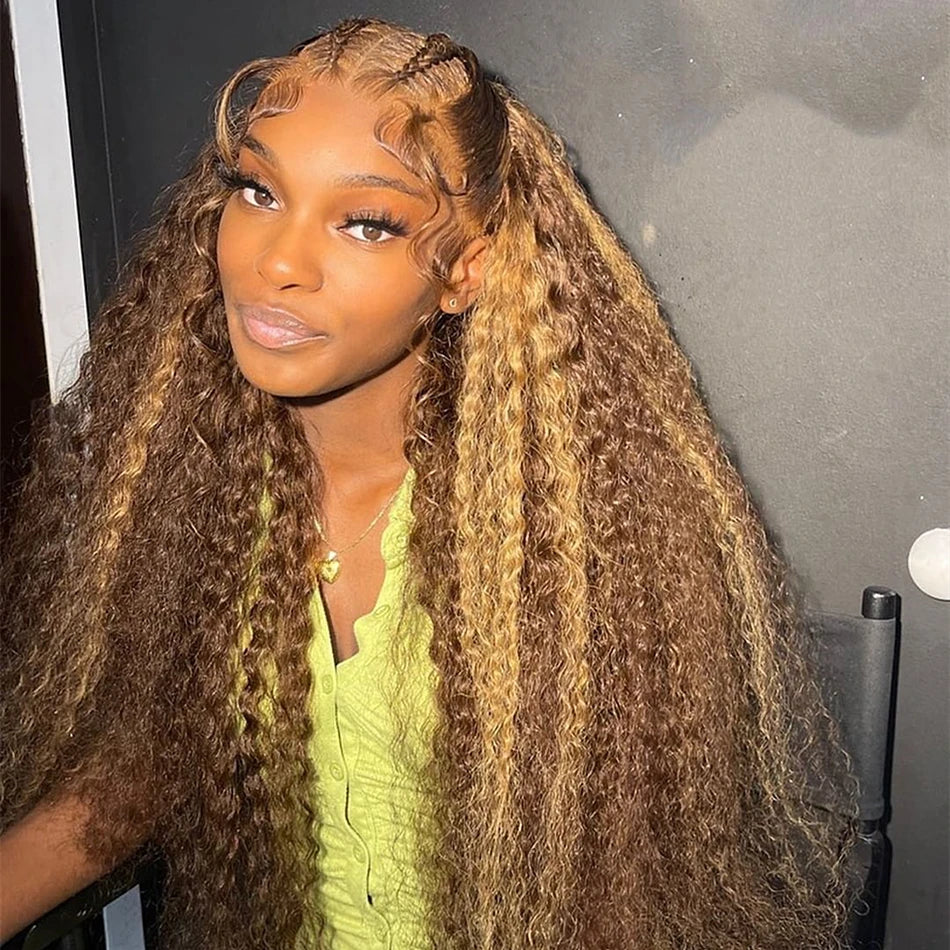 Honey Blonde 13x4 Lace Front Curly Human Hair