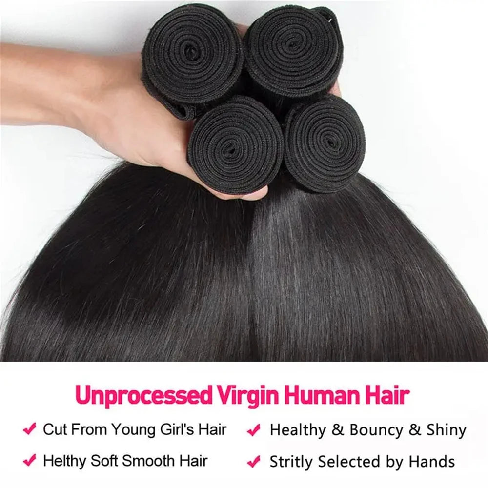 Straight Bundles Human Hair 22 24 26Inches Unprocessed Brazilian Virgin Bone Straight Human Hair Bundles Natural Color Raw Hair