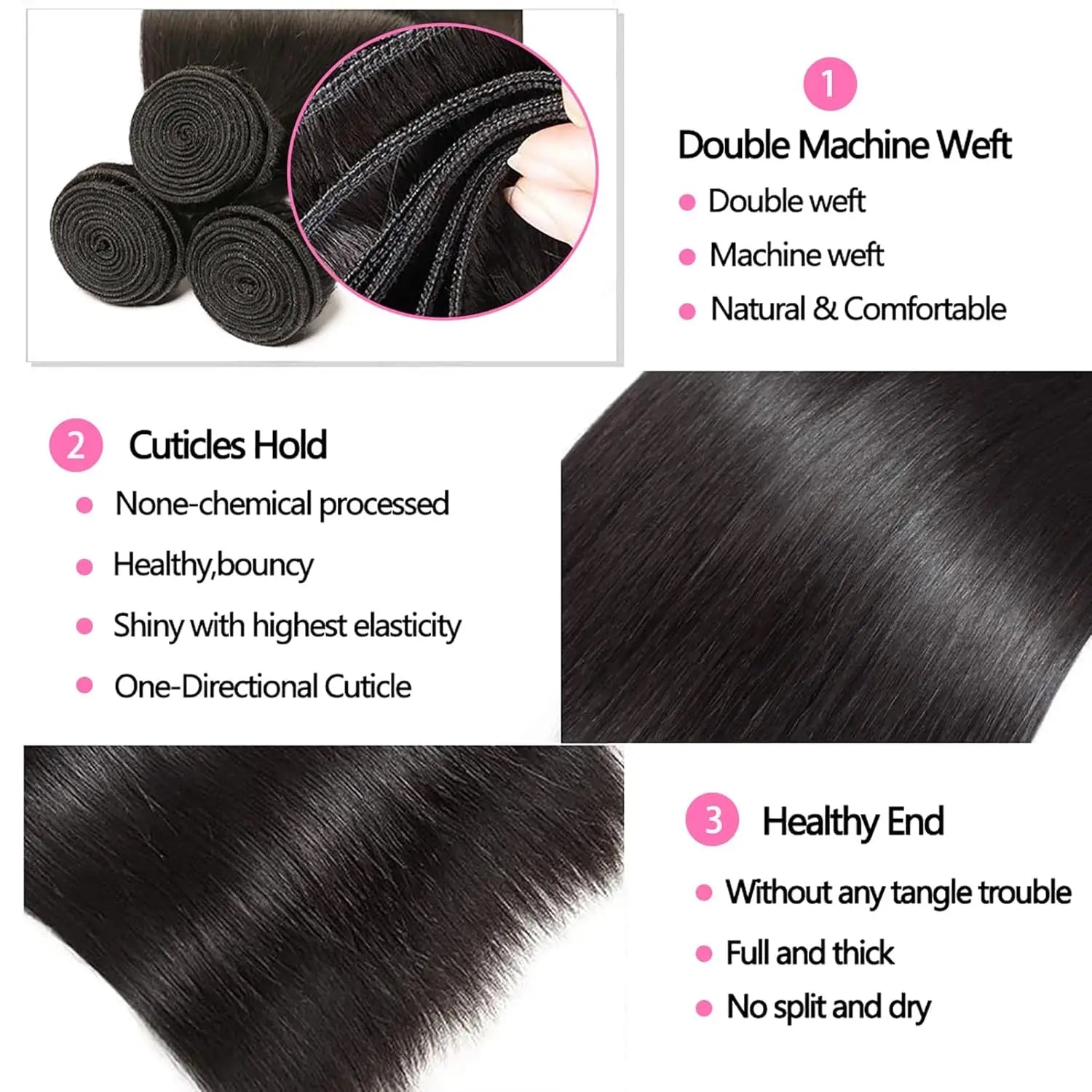 Raw Human Hair Bundles with Closure