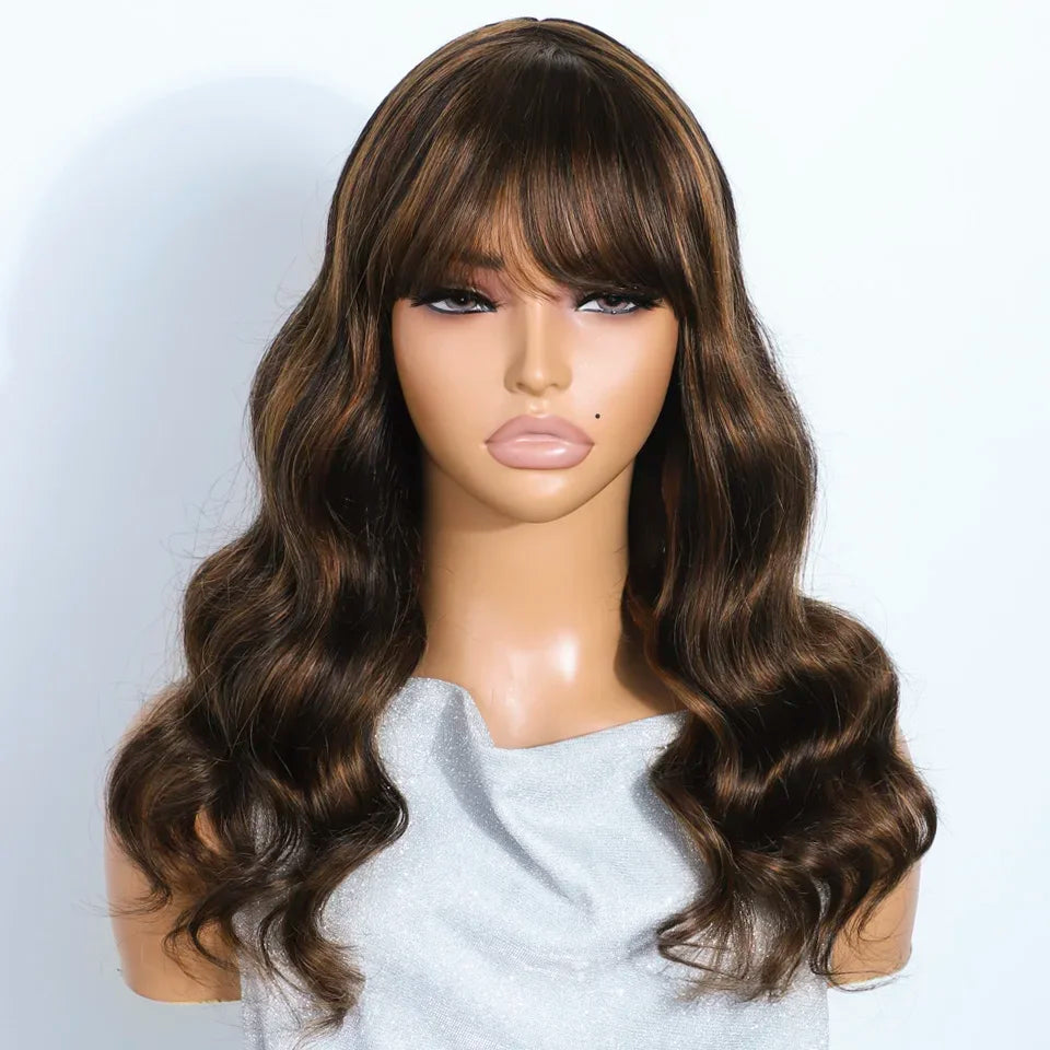 180D Highlight  Ombre Blonde Brazilian Body Wavy Human Hair Wigs For Women