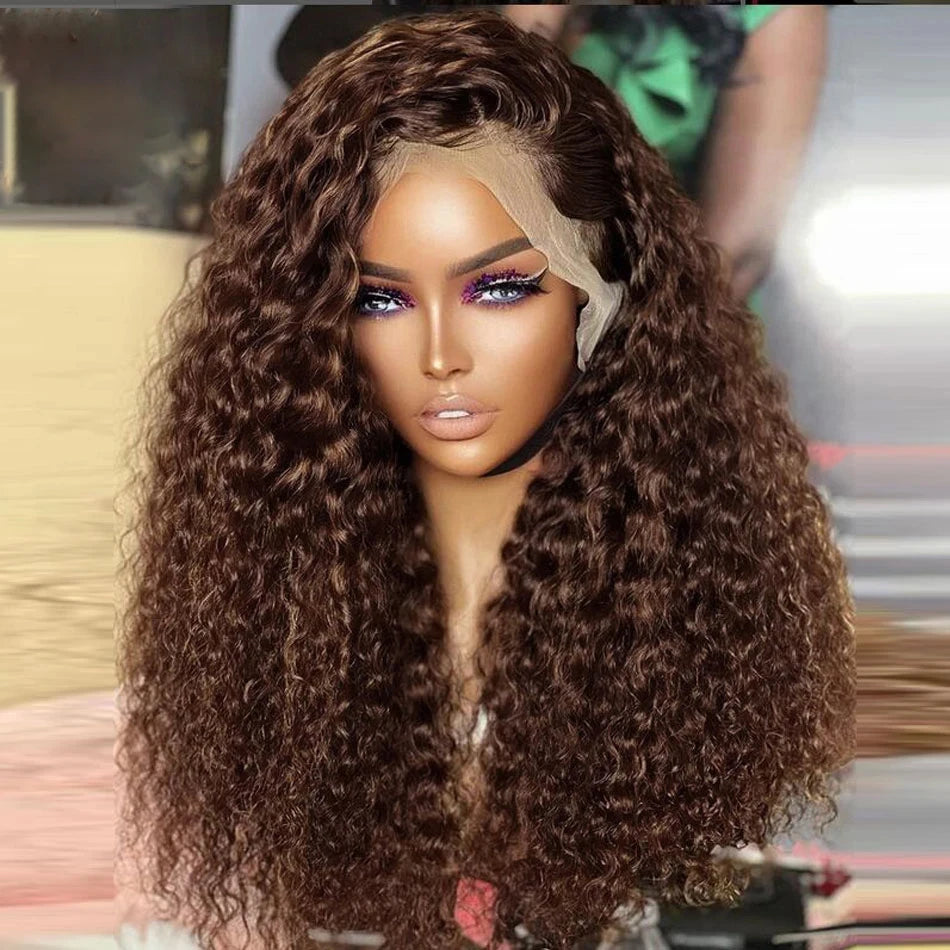 30 Inch Chocolate Brown Curly Lace Front Human Hair