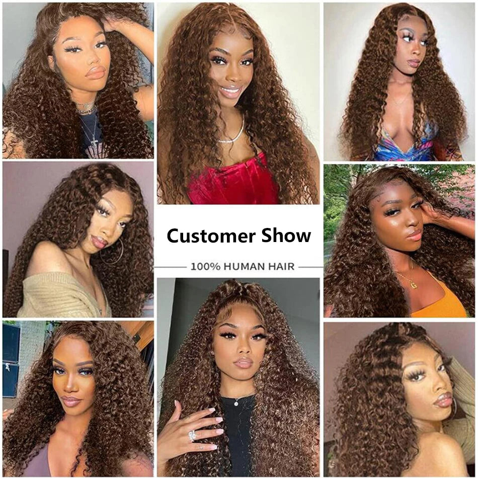 30 Inch Chocolate Brown Curly Lace Front Human Hair