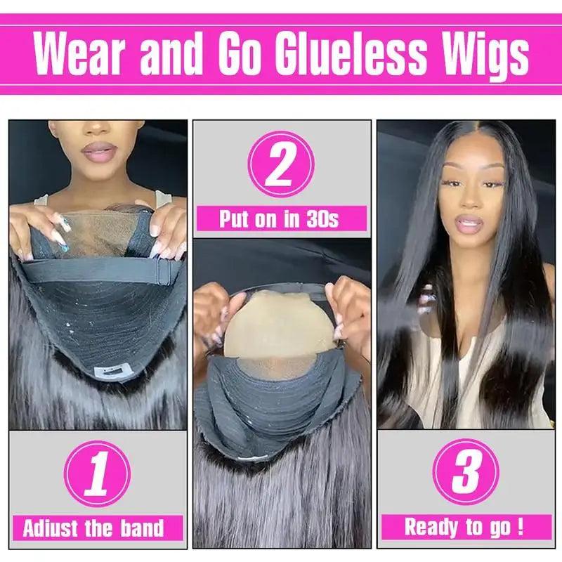 Bone Straight Glueless Human Hair Wig